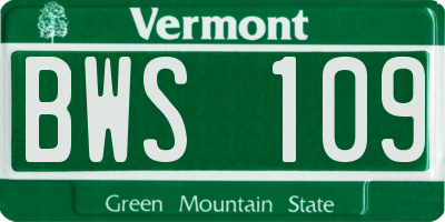 VT license plate BWS109