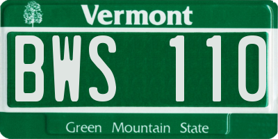VT license plate BWS110