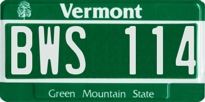 VT license plate BWS114