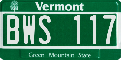 VT license plate BWS117