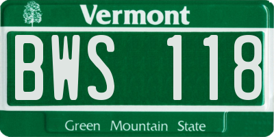 VT license plate BWS118