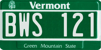 VT license plate BWS121