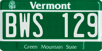 VT license plate BWS129