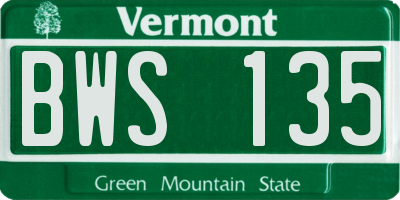 VT license plate BWS135