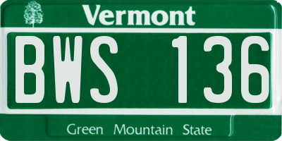 VT license plate BWS136