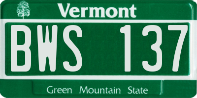 VT license plate BWS137