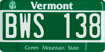 VT license plate BWS138