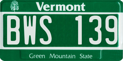 VT license plate BWS139