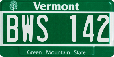 VT license plate BWS142