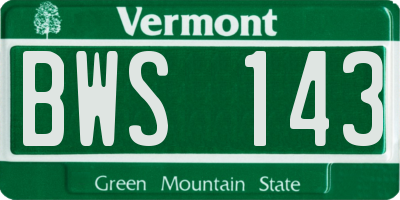 VT license plate BWS143