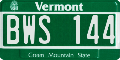 VT license plate BWS144