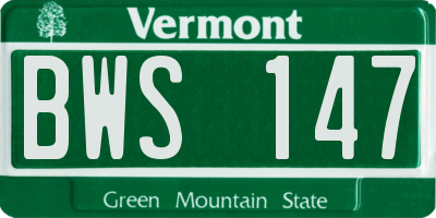 VT license plate BWS147