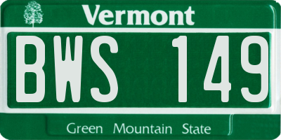 VT license plate BWS149