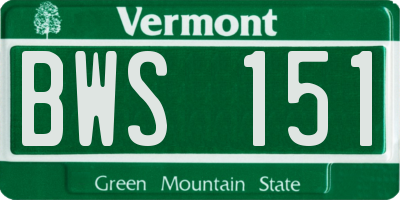 VT license plate BWS151