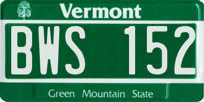 VT license plate BWS152