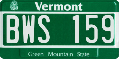 VT license plate BWS159