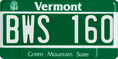 VT license plate BWS160