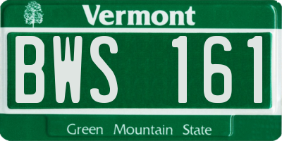 VT license plate BWS161