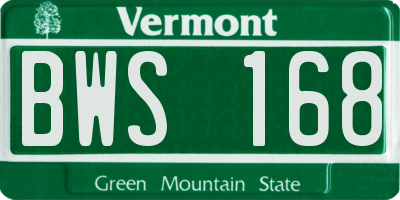 VT license plate BWS168