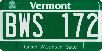 VT license plate BWS172
