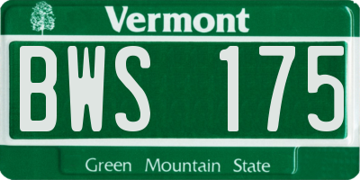 VT license plate BWS175
