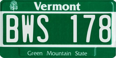 VT license plate BWS178