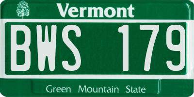 VT license plate BWS179