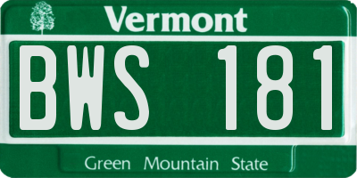 VT license plate BWS181