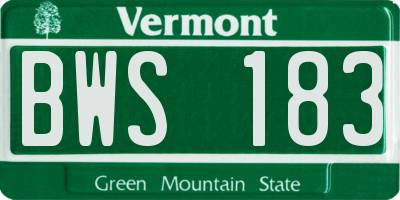 VT license plate BWS183