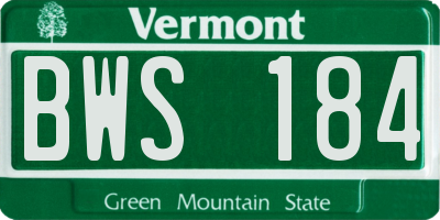 VT license plate BWS184