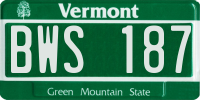 VT license plate BWS187