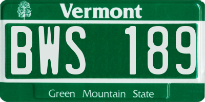 VT license plate BWS189