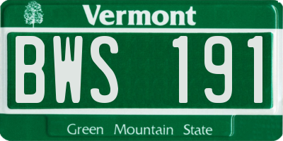 VT license plate BWS191