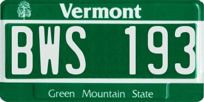 VT license plate BWS193