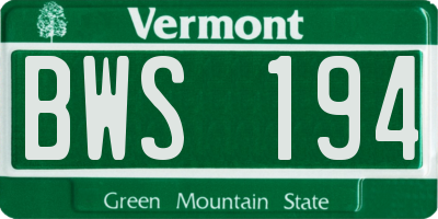 VT license plate BWS194