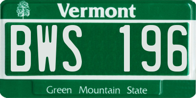 VT license plate BWS196