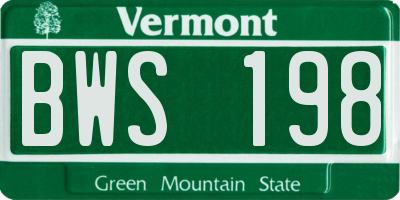 VT license plate BWS198