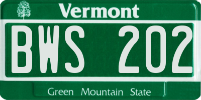 VT license plate BWS202