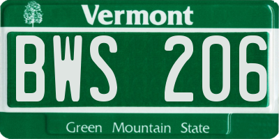VT license plate BWS206