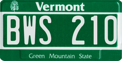 VT license plate BWS210