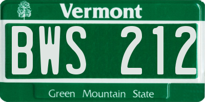 VT license plate BWS212