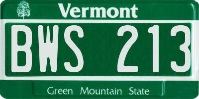 VT license plate BWS213