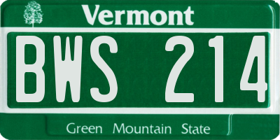 VT license plate BWS214
