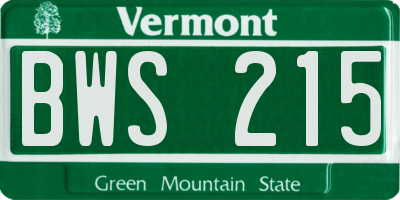 VT license plate BWS215