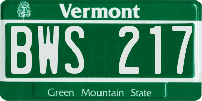 VT license plate BWS217