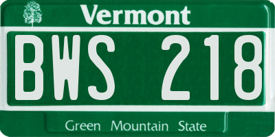 VT license plate BWS218