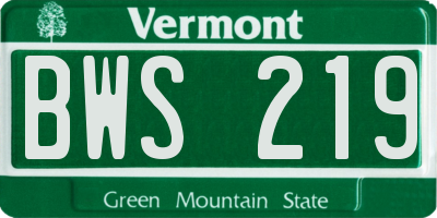 VT license plate BWS219