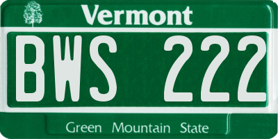 VT license plate BWS222