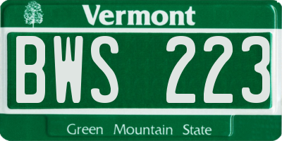 VT license plate BWS223