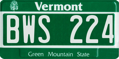 VT license plate BWS224